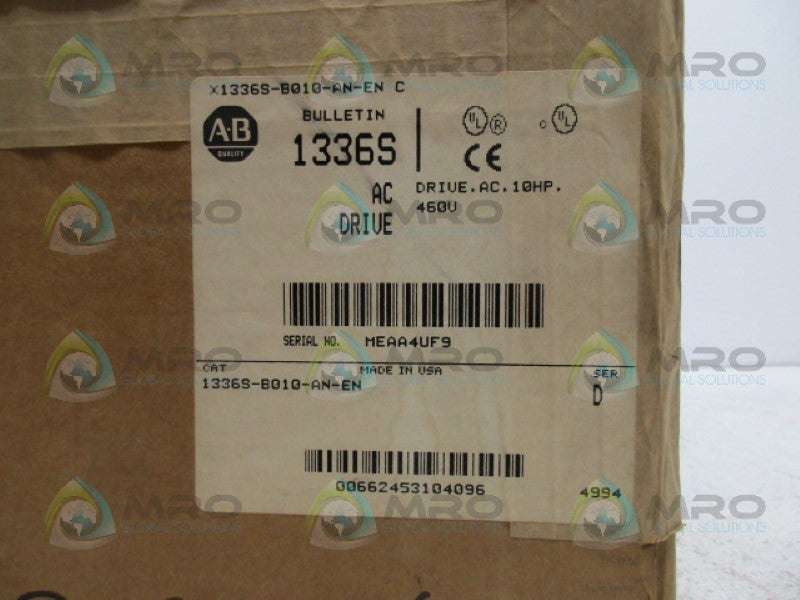 ALLEN BRADLEY 1336S-B010-AN-EN SER D AC DRIVE *FACTORY SEALED*