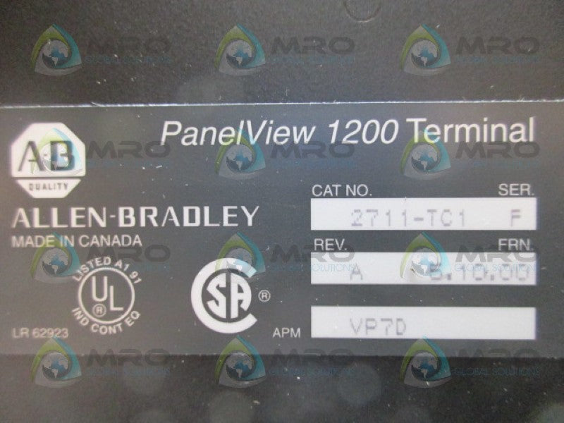 ALLEN BRADLEY PANELVIEW 1200 2711-TC1 SER F REV A TERMINAL *NEW NO BOX*