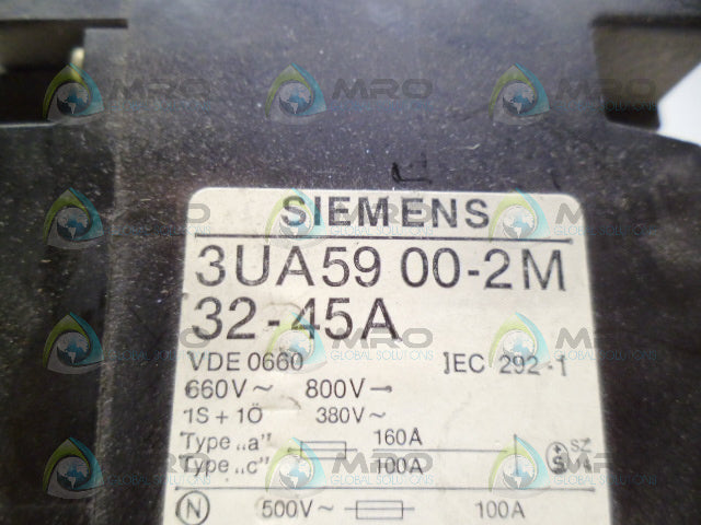 SIEMENS 3UA5900-2M OVERLOAD RELAY 32-45A *USED*