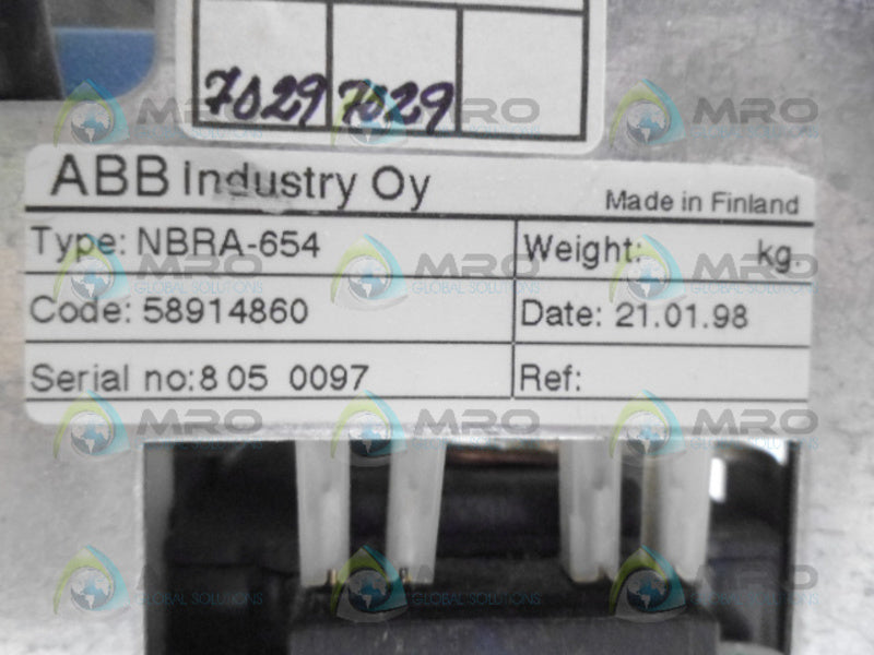 ABB NBRA-654 BRAKING CHOPPER (AS PICTURED) *USED*