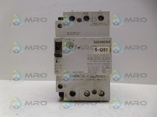 SIEMENS 3VU1600-1MR00 STARTER MOTOR PROTECTOR *USED*