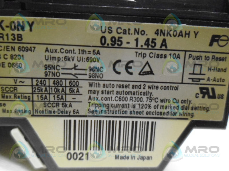 FUJI TK-ONY THERMAL OVERLOAD RELAY *NEW IN BOX*