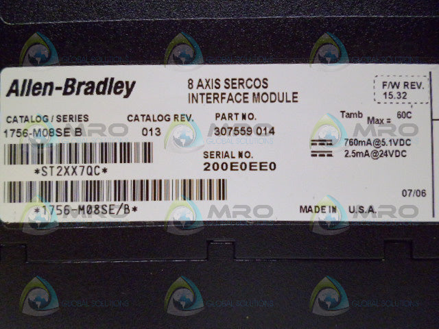 ALLEN BRADLEY CONTROLLOGIX 1756-M08SE SER. B F/W 15.32 INTERFACE *NEW IN BOX*