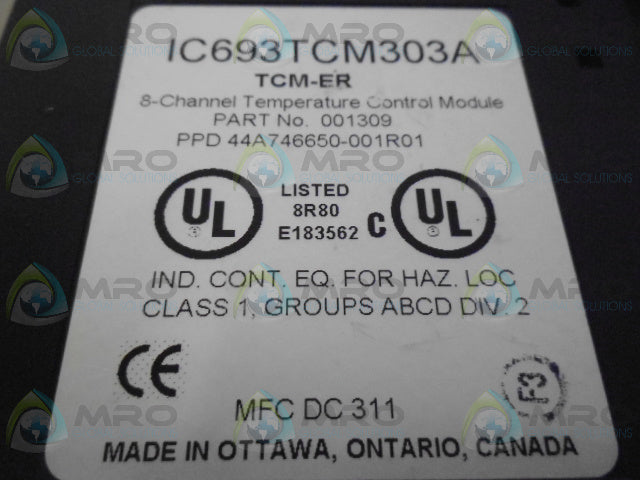 GE FANUC IC693TCM303A TERMPERATURE CONTROL MODULE (AS PICTURED) *USED*