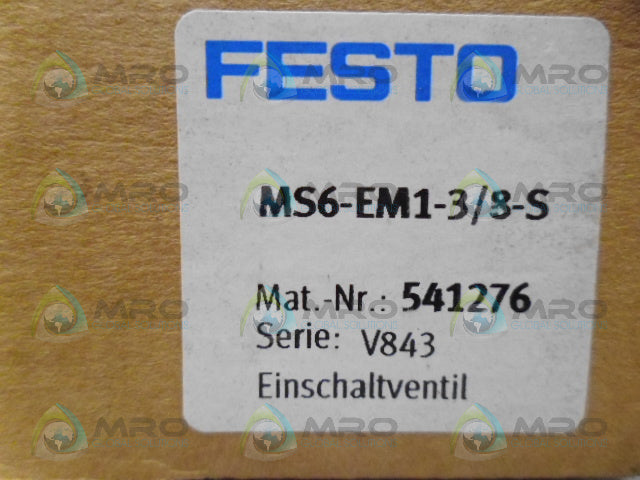 FESTO MS6-EM1-3/8-S 541276 POWER VALVE *NEW IN BOX*