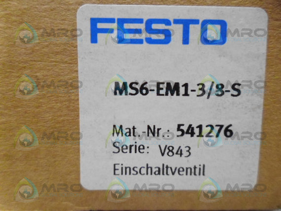 FESTO MS6-EM1-3/8-S 541276 POWER VALVE *NEW IN BOX*