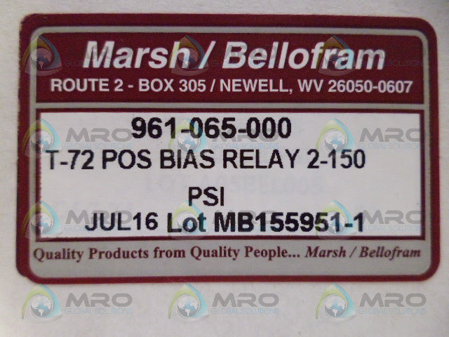 MARSH/BELLOFRAM 961-065-000 PRESSURE REGULATOR *NEW IN BOX*