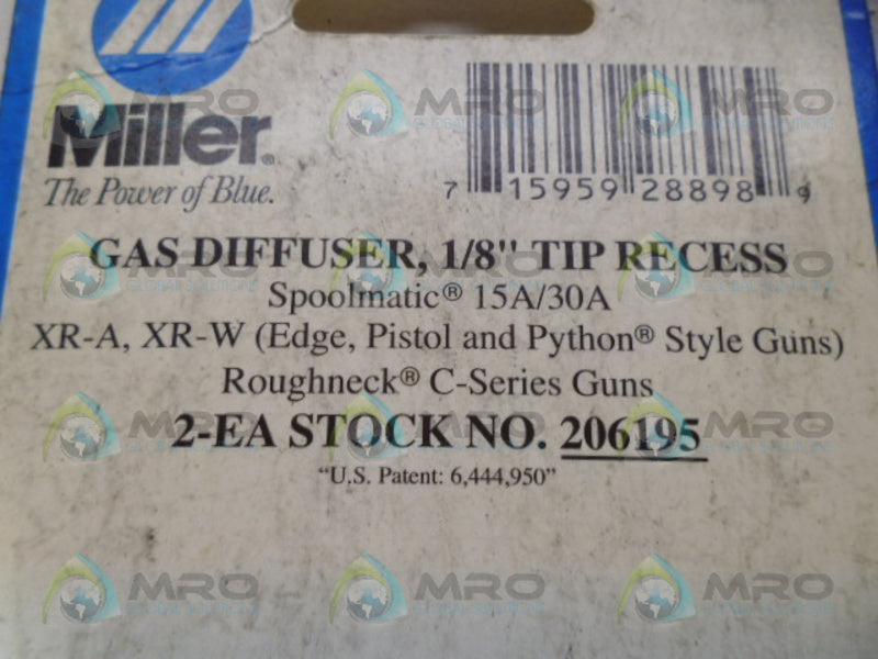 MILLER 206195 GAS DIFFUSERS (PK OF 2) *NEW NO BOX*