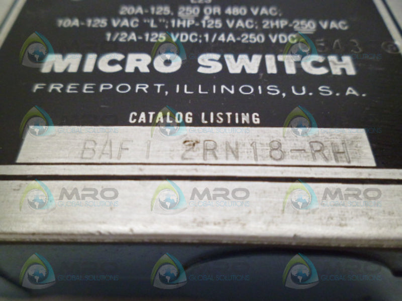 MICRO SWITCH BAF1-2RN18-RH LIMIT SWITCH (AS PICTURED)*NEW NO BOX*
