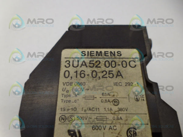 SIEMENS 3UA5200-0C OVERLOAD RELAY 0,16-0,25A UNMP