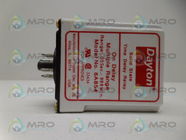 DAYTON 6A854 TIME DELAY RELAY 120VAC (.05SEC.-999MIN.) *USED*