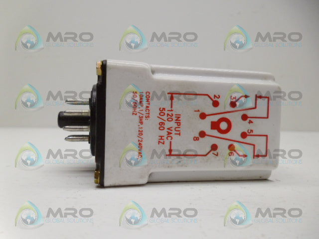 DAYTON 6A854 TIME DELAY RELAY 120VAC (.05SEC.-999MIN.) *USED*