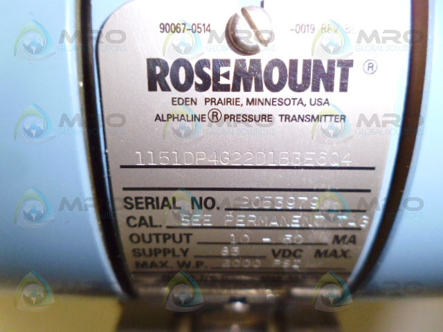 ROSEMOUNT 1151DP4G22D1B3E604 ALPHALINE PRESSURE TRANSMITTER *NEW NO BOX*