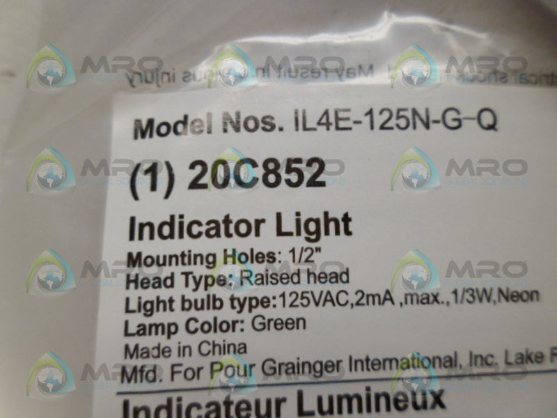 INDUSTRIAL MRO IL4E-125-G-Q INDICATOR LIGHT *NEW IN FACTORY BAG*