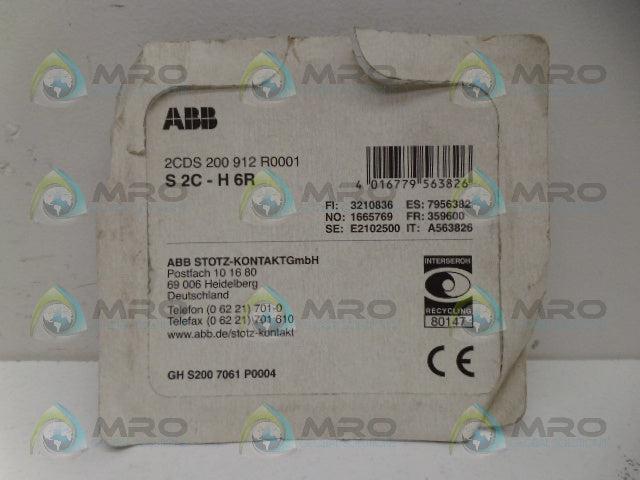ABB S2C-H6R AUXILIARY CONTACT *NEW IN ORIGINAL PACKAGE*