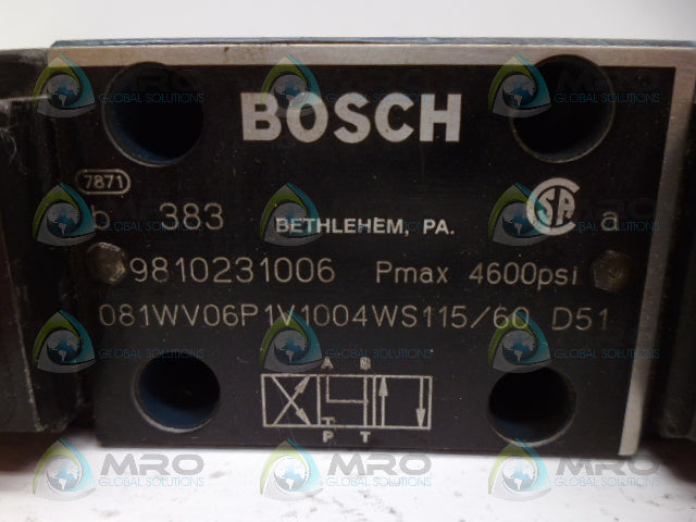 BOSCH 081WV06P1V1004WS115/60 D51 CONTROL VALVE *NEW NO BOX*