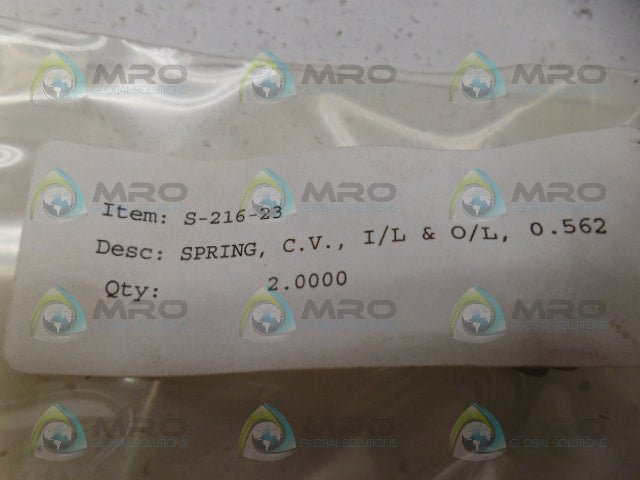 INDUSTRIAL MRO S-216-23 SPRING (PK OF 2) *NEW IN FACTORY BAG*