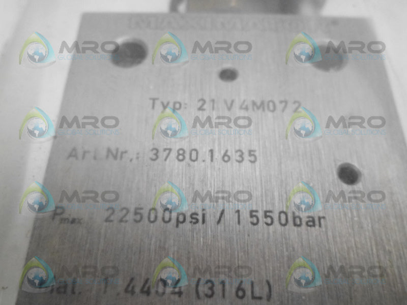 MAXIMATOR 21V4M072 VALVE *NEW IN FACTORY BAG*