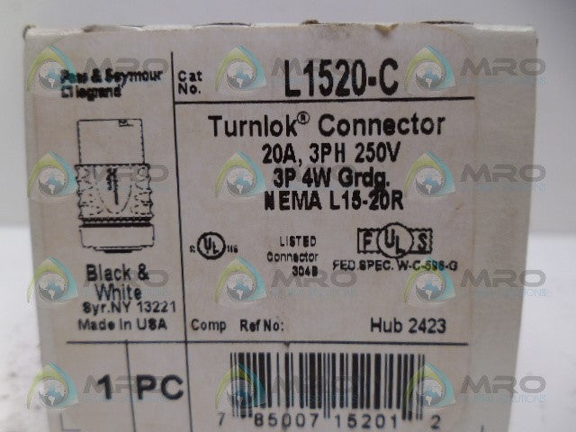 PASS & SEYMOUR L1520-C TURNLOCK CONNECTOR *NEW IN BOX*