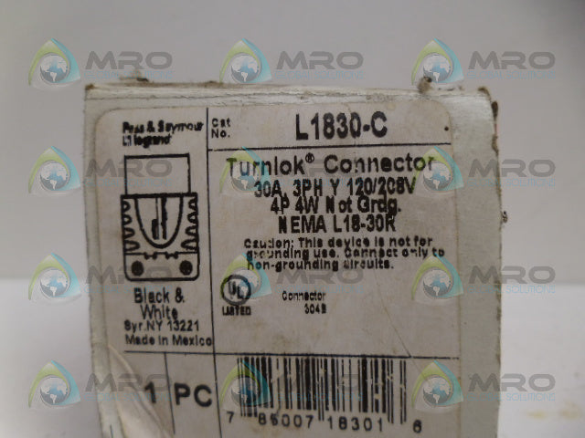 PASS & SEYMOUR L1830-C CONNECTOR *NEW IN BOX*