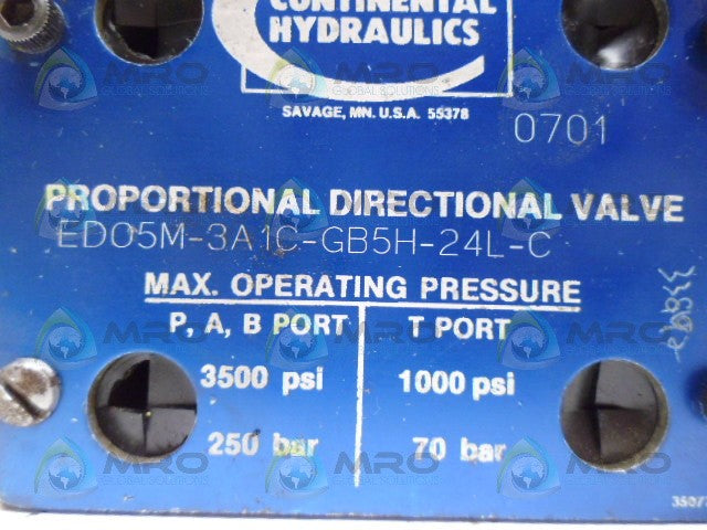 CONTINENTAL EDO5M-3A1C-GB5H-24L-C DIRECTIONAL VALVE  *NEW NO BOX*