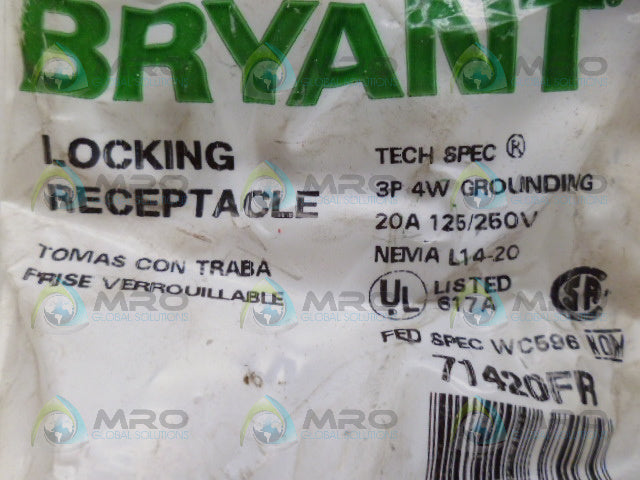 BRYANT 71420FR LOCKING RECEPTACLE *NEW IN FACTORY BAG*
