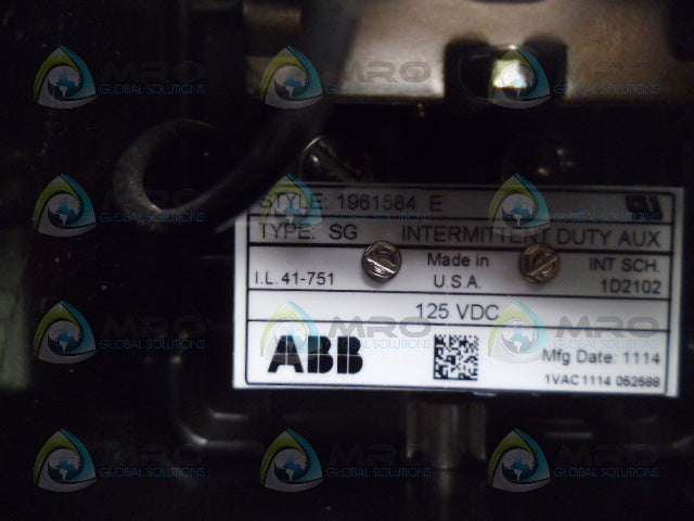 ABB TYPE SG 1961584E INTERMITTENT DUTY AUXILIARY 125VDC * NEW NO BOX *