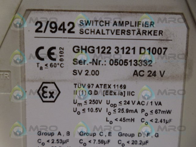 CEAG GHG122-3121-D1007 SWITCH AMPLIFIER *NEW NO BOX*