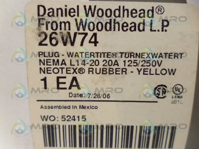 DANIEL WOODHEAD 26W74 PLUG *NEW IN BOX*