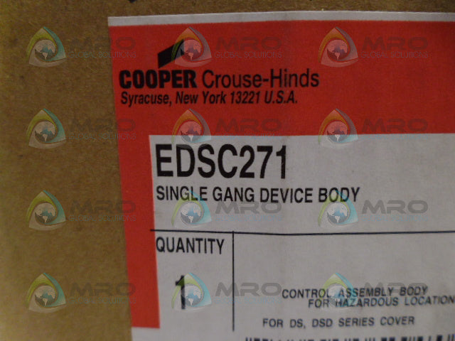 CROUSE-HINDS EDSC271 SINGLE GANG DEVICE BODY *NEW IN BOX*