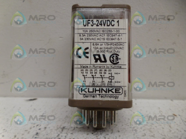 KUHNKE UF3-24VDC-1 RELAY *NEW NO BOX*