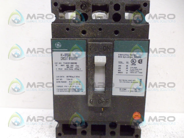 GENERAL ELECTRIC THED136030WL CIRCUIT BREAKER 30A (GREEN) *NEW IN BOX*