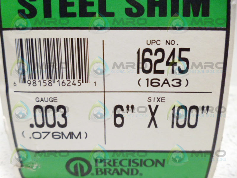 PRECISION BRAND 16245 STEEL SHIM 6"X100" *NEW IN BOX*