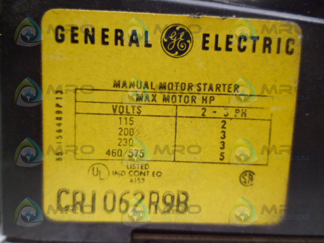 GENERAL ELECTRIC CR1062R9B MANUAL MOTOR STARTER *USED*