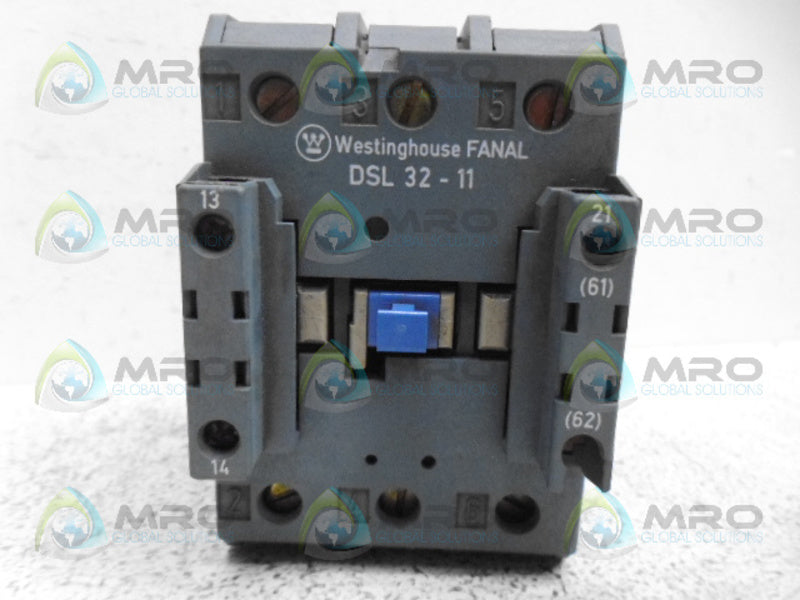 WESTINGHOUSE DSL32-11 CONTACTOR RELAY *NEW NO BOX*