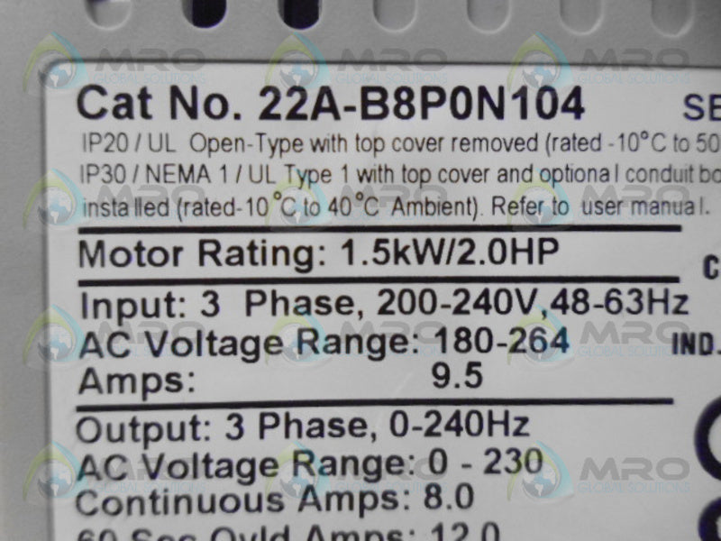 ALLEN BRADLEY 22A-B012N104 POWER FLEX 4 AC DRIVE *NEW IN BOX*