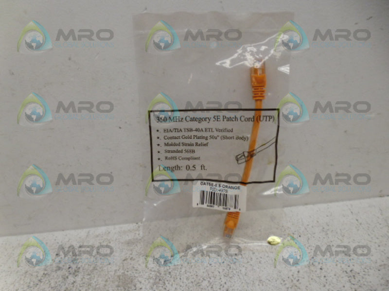 INDUSTRIAL MRO CAT5E MOLDED JACK *NEW IN FACTORY BAG*
