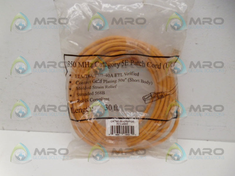 INDUSTRIAL MRO CAT5E-30-ORANGE CABLE *NEW IN FACTORY BAG*
