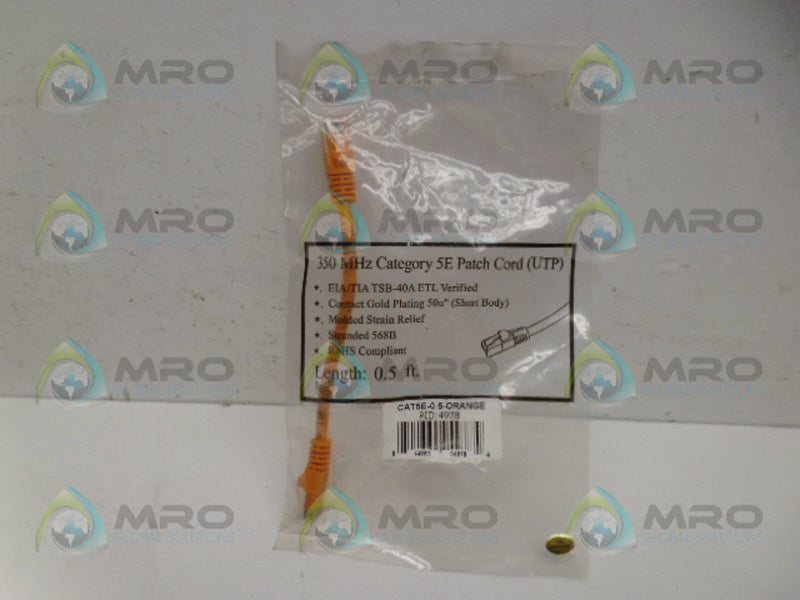 INDUSTRIAL MRO CAT5E-0.5-ORANGE CABLE *NEW IN FACTORY BAG*
