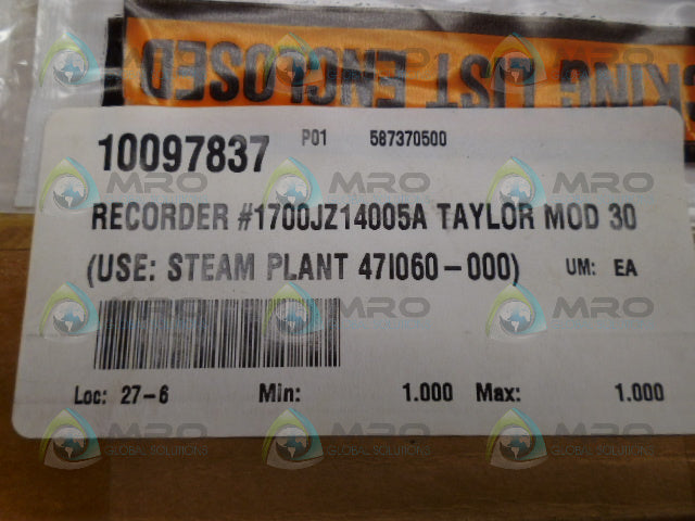 ABB 1700JZ14005A CONTROLLER PROCESS RECORDER *NEW IN BOX*