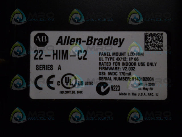 ALLEN BRADLEY 22-HIM-C2 SER A PANEL MOUNT LCD *USED*