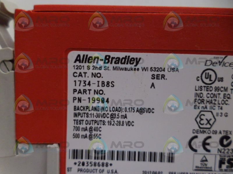 ALLEN BRADLEY 1734-IB8S SER. A INPUT MODULE *USED*