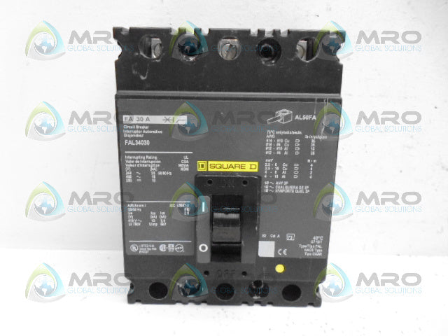 SQUARE D FAL34030 CIRCUIT BREAKER *USED*