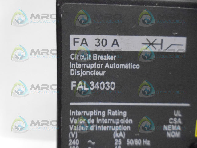 SQUARE D FAL34030 CIRCUIT BREAKER *USED*