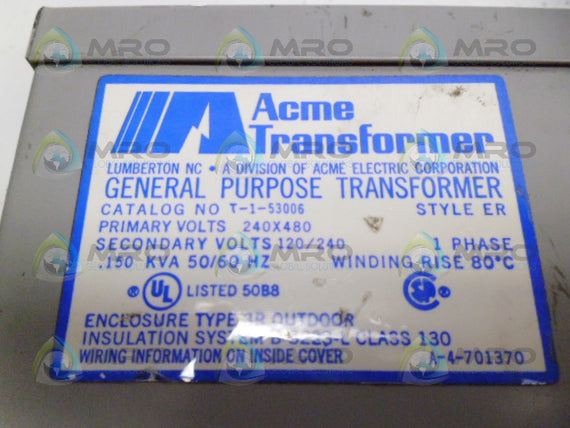 ACME T-1-53006 TRANSFORMER *USED*