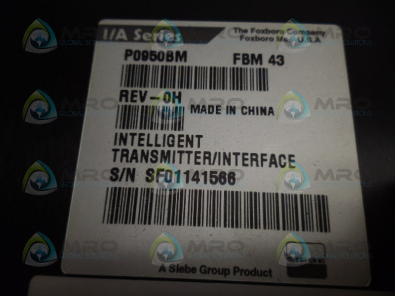 FOXBORO P0950BM INTELLIGENT TRANSMITTER *USED*