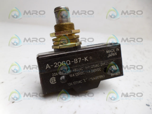OMRON A-20GQ-B7-K SNAP SWITCH *USED*