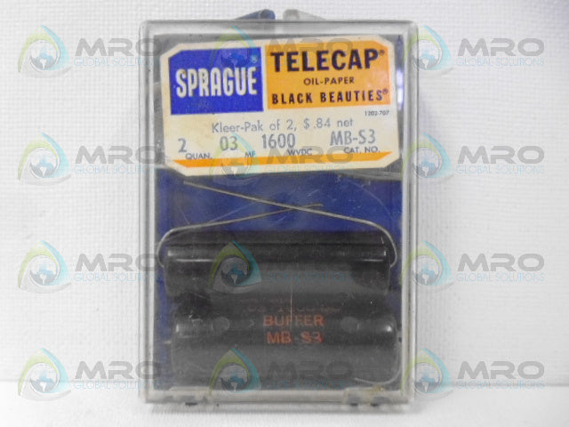SPRAGUE MB-S3 BLACK BEAUT CAPACITORS (PACKAGE OF 2) *NEW IN ORIGINAL PACKAGE*