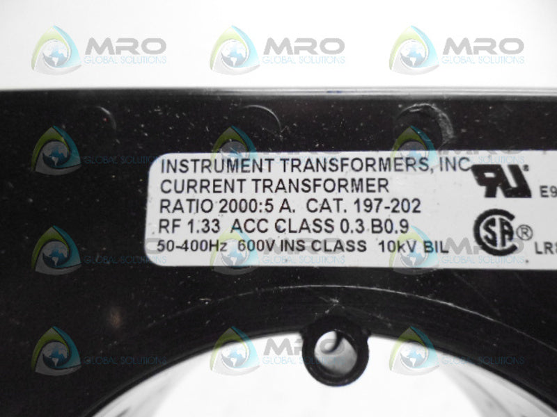 INSTRUMENT TRANSFORMERS 197-202 CURRENT TRANSFORMER *USED*