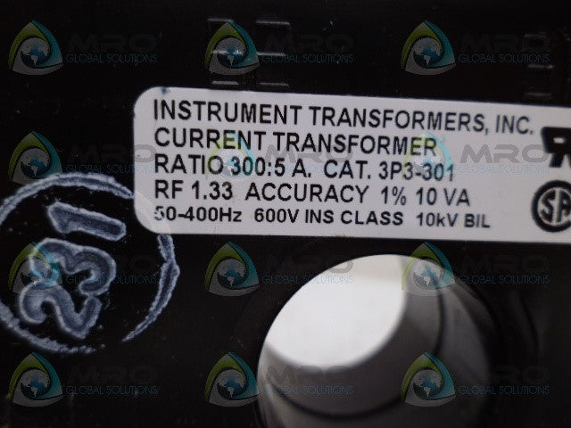 INSTRUMENT TRANSFORMER 3P3-301 CURRENT TRANSFORMER *USED*